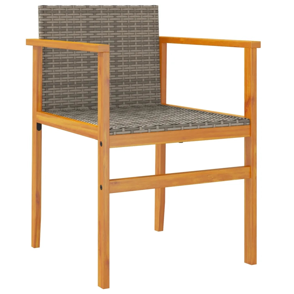 Sedie da Giardino 2 pz Grigie in Polyrattan e Legno Massello 368709