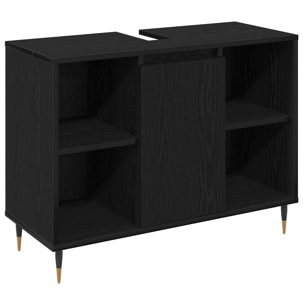 Set di mobili per il bagno 3 pezzi Rovere Nero Legno ingegnerizzato