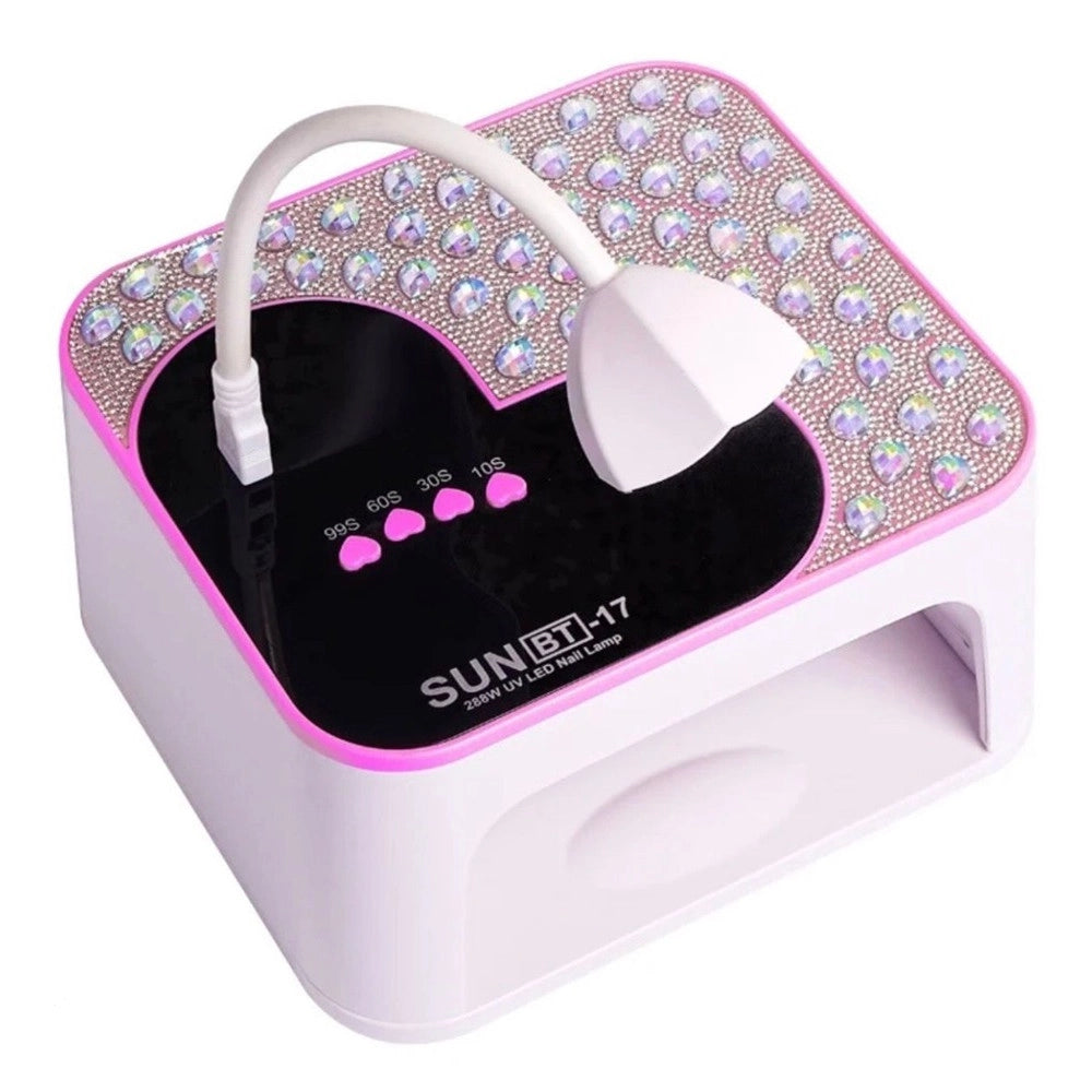 Trade Shop - Lampada Per Unghie Uv Led Portatile 288 W 45 Led Design A Cuore Con Brillanti Sun Bt-17 -