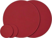 Set di placchette e sottopanchine in pelle riciclata - Set di 2 - Placchette 33 cm - Sottopanchine 10 cm (rosso)