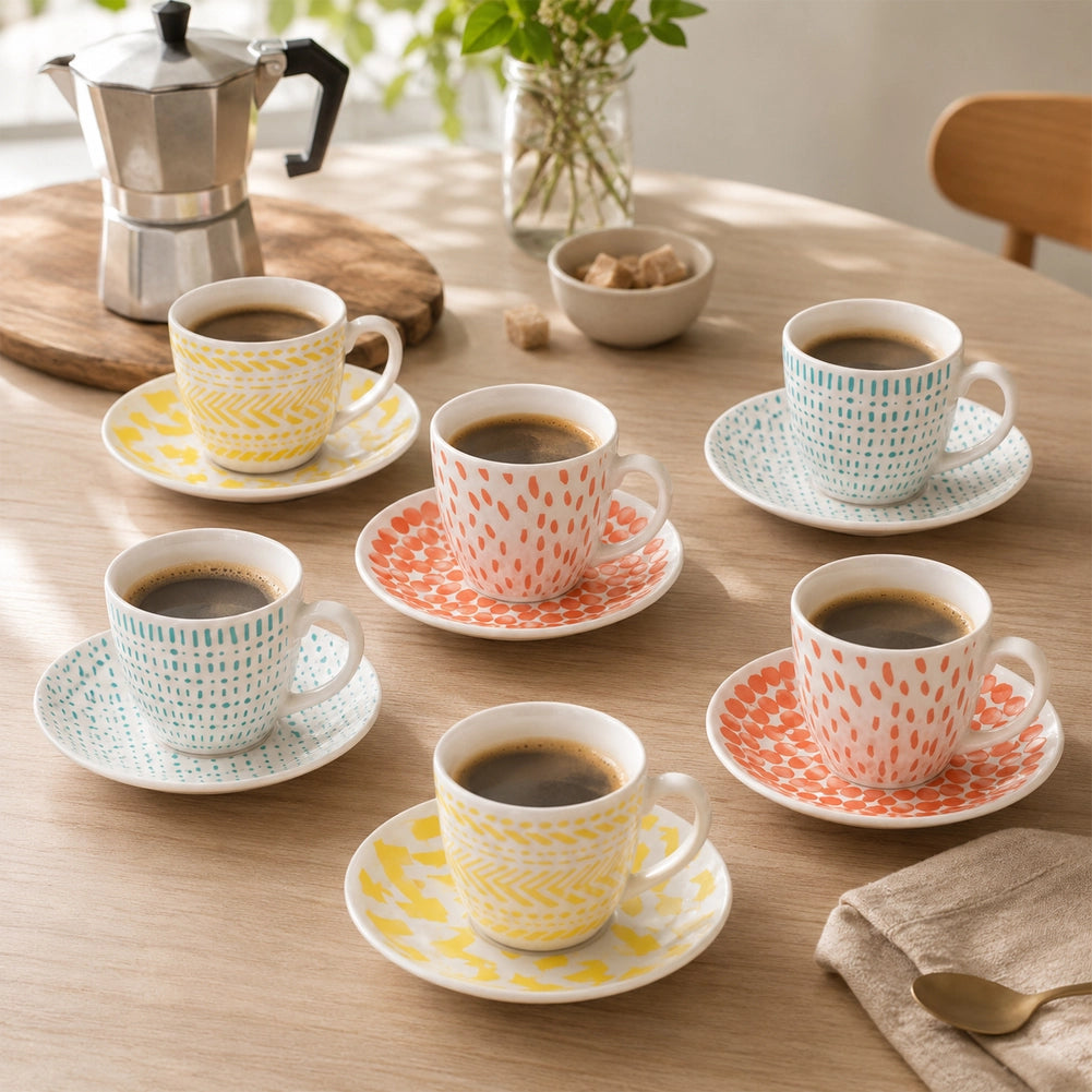 Tognana Confezione 6 Tazze Tazzine da Caffè con Piattino Capacità 80ml 11x6 cm