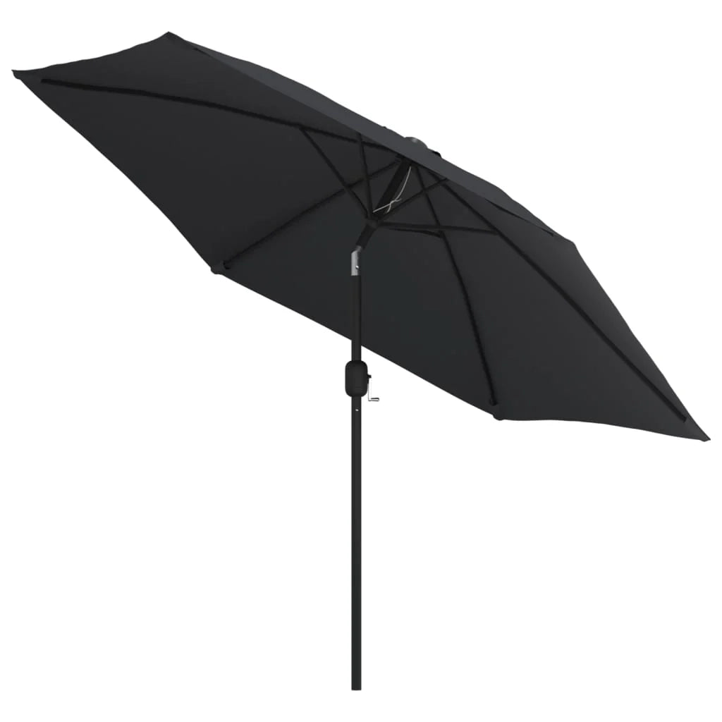 Ombrellone da esterno con LED e palo in acciaio nero da 300 cm 02_0008176
