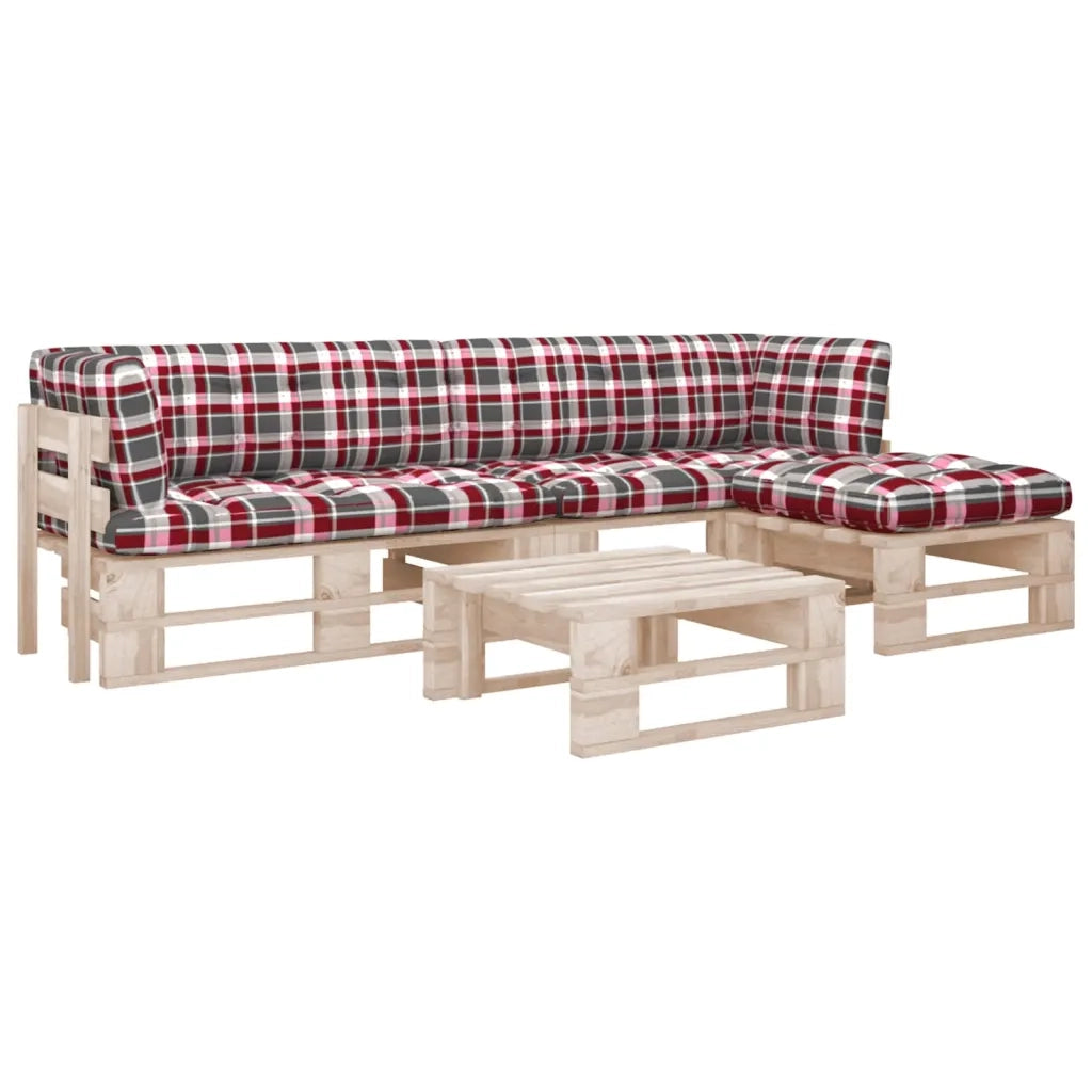 Set Divani a Pallet e Cuscini 4 pz in Legno di Pino Impregnato cod mxl 56796