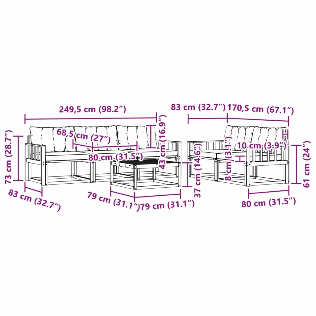 Set di divani da esterno 6 pcs Bianco e Grigio Chiaro 3388417