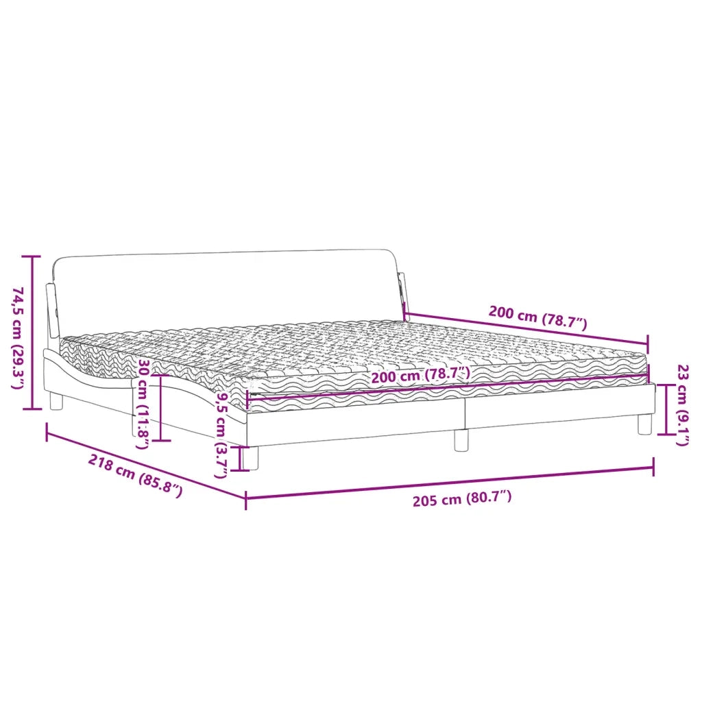 Letto con Materasso Bianco e Nero 200x200cm in Similpelle