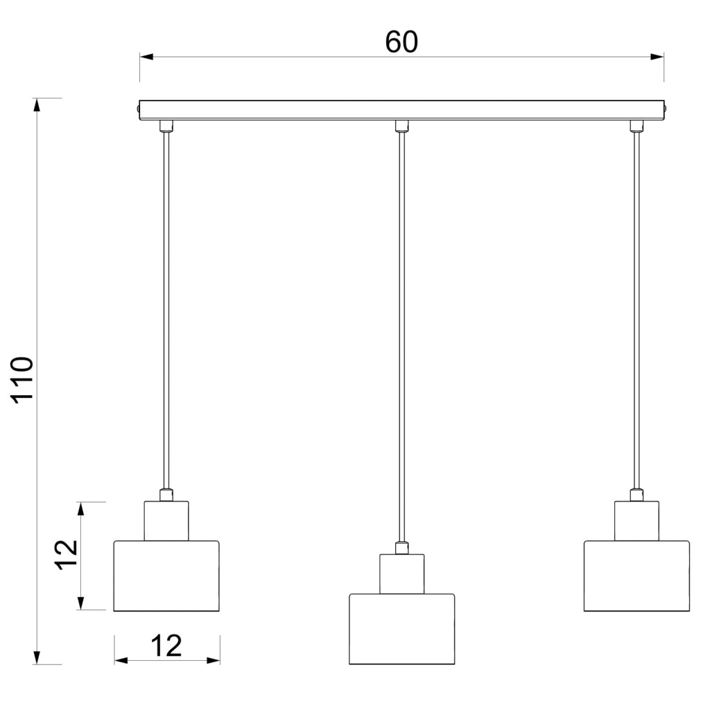 Lampada sospesa Parkla 3 luci E27 nera Luminex