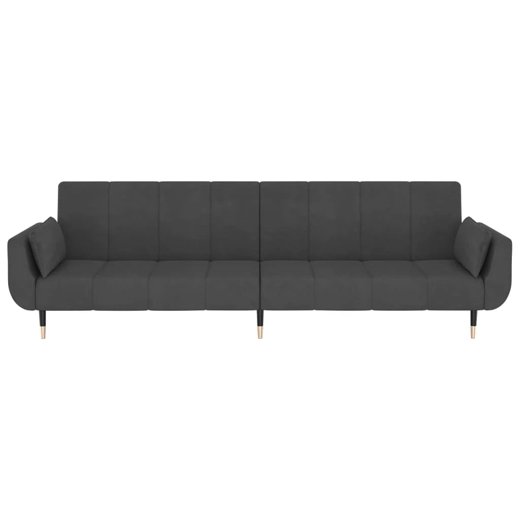 Divano letto a 2 posti trasformabile soggiorno letto per gli ospiti divano letto pieghevole per soggiorno interno casa posti a sedere con due cuscini velluto grigio scuro 02_0018944