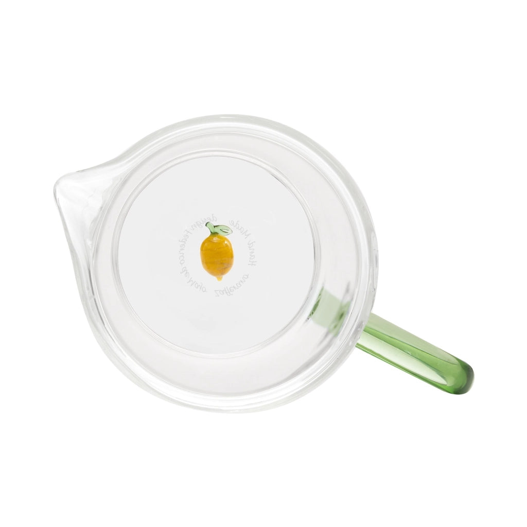 Teca Frutta Caraffa in vetro borosilicato a doppio fondo con decoro limone realizzato a mano per un servizio tavola elegante e funzionale