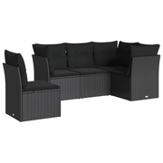Set Divani da Giardino 5 pz | Set Salotto da Giardino con Cuscini in Polyrattan Nero