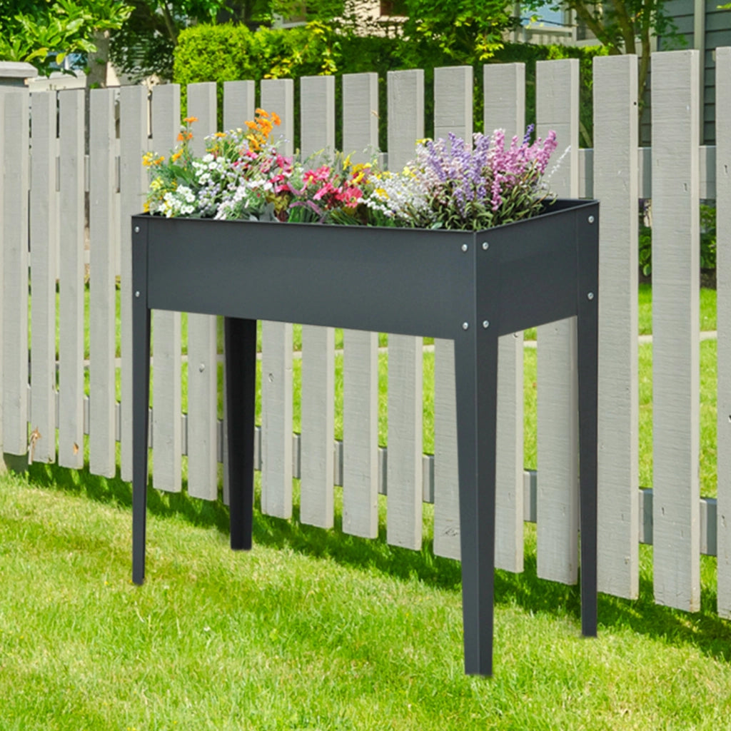 Vaso da Fiori con Piedi ¨C zephmum ¨C Grigio, Metallo, 100x30x80 cm