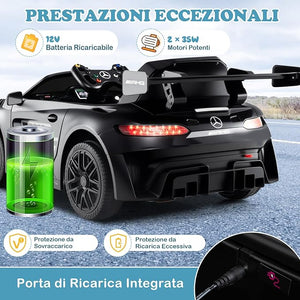 Macchina Elettrica per Bambini, Mercedes Auto Cavalcabile con Telecomando 3 Velocità Luci LED Musica e Connessione Senza Fili, Partenza Morbida, 4,5 Km/h, 3+ Anni (Nero)