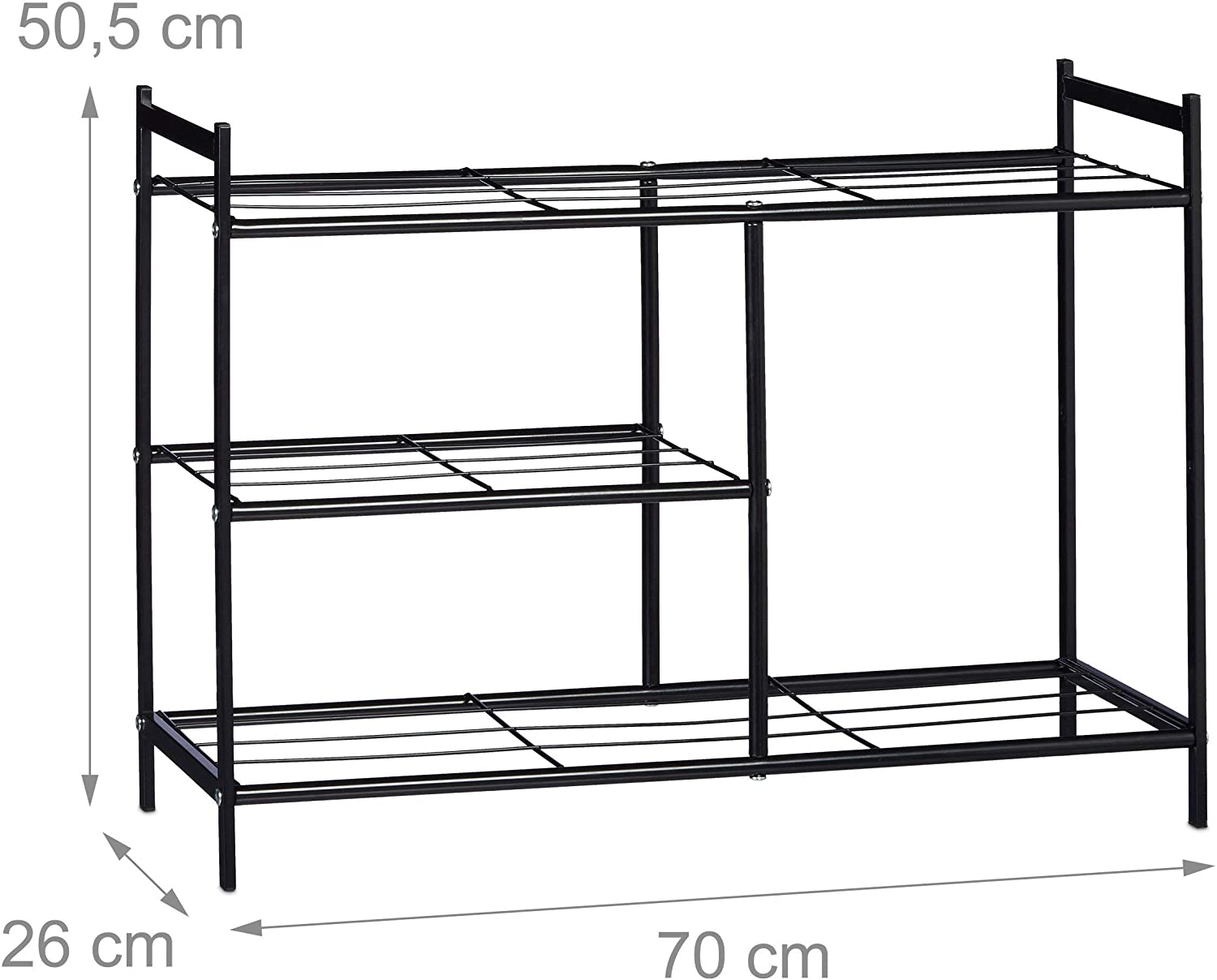 Scarpiera 3 ripiani in metallo portaoggetti per 8 paia con maniglie nere 13_0001640