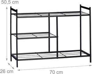 Scarpiera 3 ripiani in metallo portaoggetti per 8 paia con maniglie nere 13_0001640