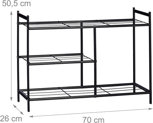 Scarpiera 3 ripiani in metallo portaoggetti per 8 paia con maniglie nere 13_0001640