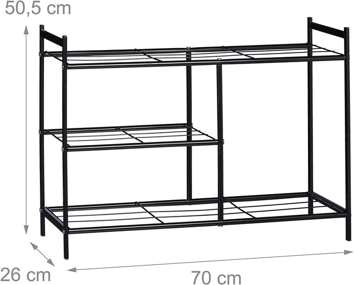 Scarpiera 3 ripiani in metallo portaoggetti per 8 paia con maniglie nere 13_0001640