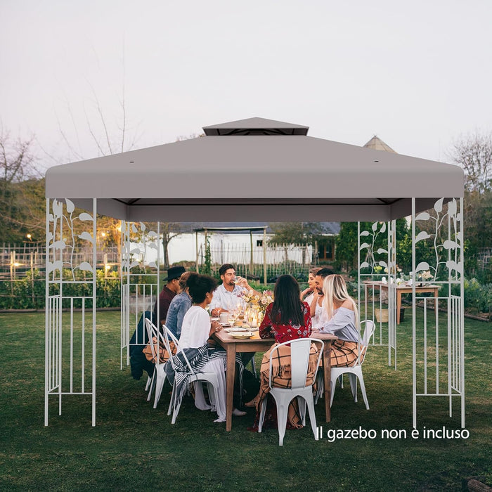 Tetto di Ricambio per Gazebo da Giardino Copertura di Ricambio Gazebo 3 x 3 m (Grigio)
