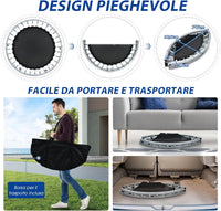 Trampolino per Bambini e Adulti, Tappeto Elastico Pieghevole e Regolabile in 4 Altezze con Maniglia, Capacità di Carico 150 kg