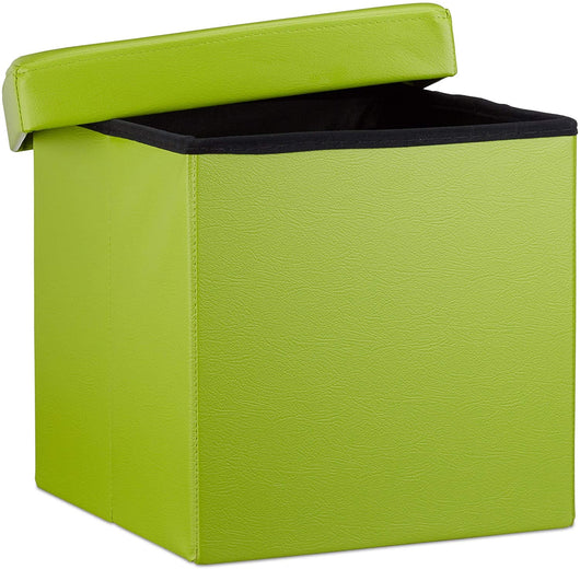 Sgabello ottomano panca pieghevole contenitore stabile sintetico 38 cm verde 13_0002806_7