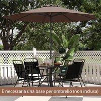 Ombrellone da Giardino da 260/360 cm, Ombrellone Parasole con Manovella, Ombrellone da Spiaggia con 8 Stecche, per Cortile Piscina Giardino (Caffè,260 cm)