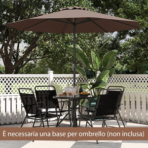 Ombrellone da Giardino da 260/360 cm, Ombrellone Parasole con Manovella, Ombrellone da Spiaggia con 8 Stecche, per Cortile Piscina Giardino (Caffè,260 cm)