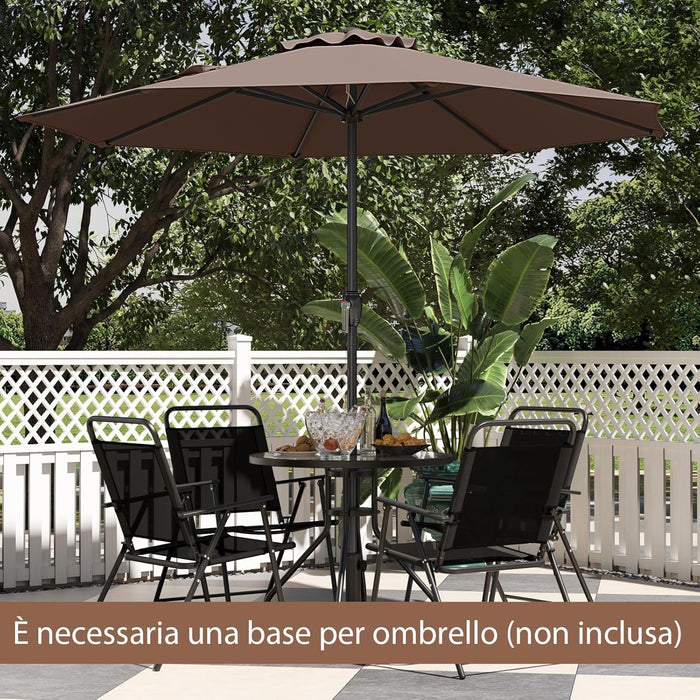 Ombrellone da Giardino da 260/360 cm, Ombrellone Parasole con Manovella, Ombrellone da Spiaggia con 8 Stecche, per Cortile Piscina Giardino (Caffè,260 cm)