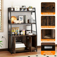 Mobile Lettiera per Gatti 80 x 40 x 132 cm, Credenza Soggiorno con Ripiani di Stoccaggio, Tiragraffi per Gatti, 2 Prese AC e Cuccia, Armadio Salvaspazio per Cuccia e Ingresso (Marrone)