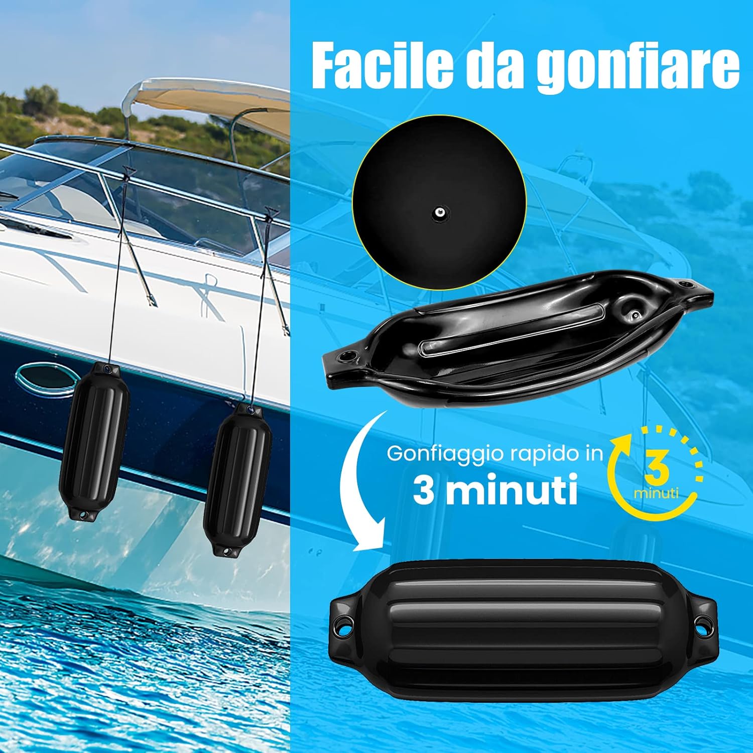 Set 4 Parabordi per Barca, Parabordi per Imbarcazioni, Gommonni, Boat Fender