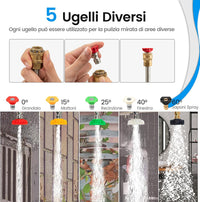 550 cm Kit di Prolunga per Idropulitrici, Lancia Telescopica per Idropulitrice con 5 Ugelli 2 Adattatori Accoppiatore Girevole e Imbracatura di Supporto, 4000PSI