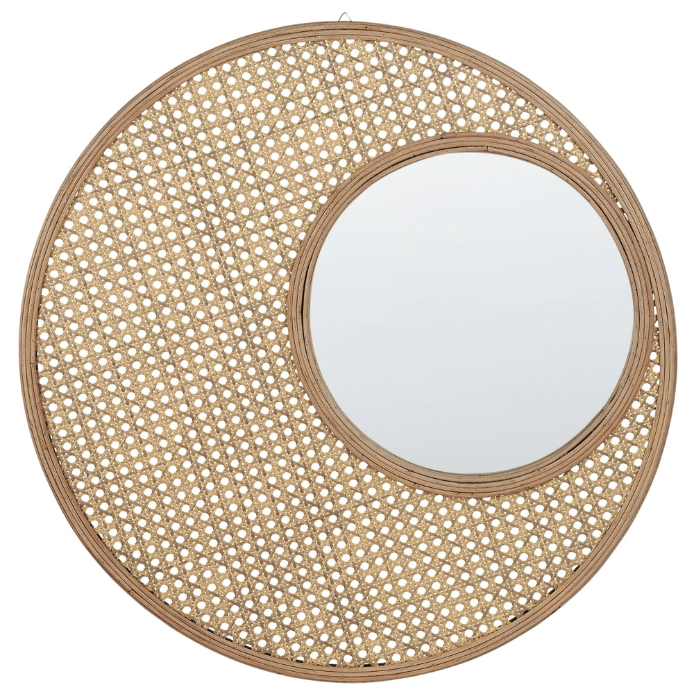 Specchio da parete decorativo telaio in bambù e rattan sintetico ø 60 cm