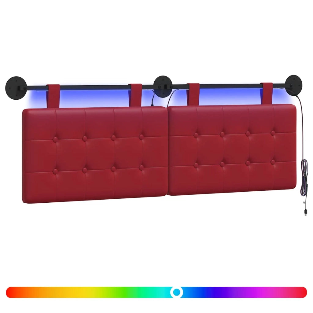Testiera sospesa Con luce LED Rosso Vino Similpelle