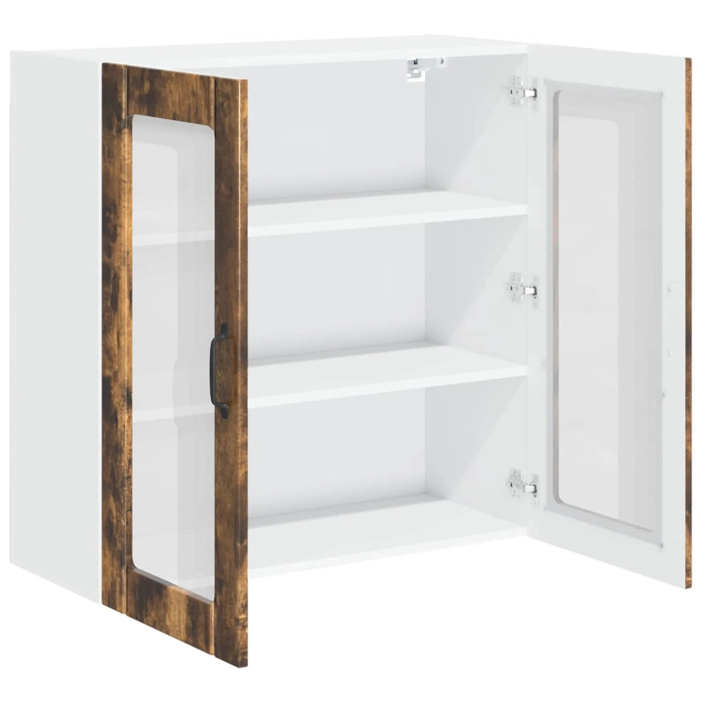 Pensile da cucina | Mobile in vetro da parete LUCCA Rovere Fumo 80 x 31 x 80 cm