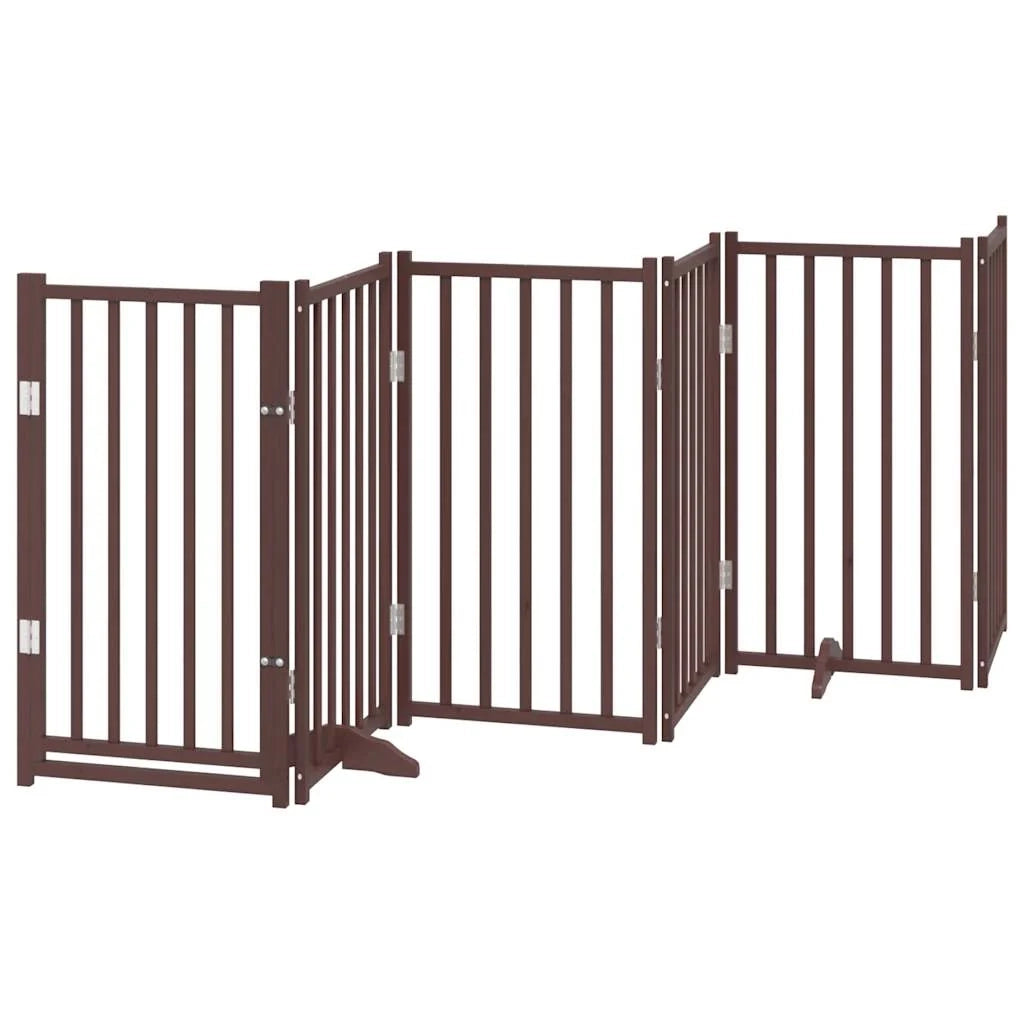 Cancelletto di sicurezza per animali domestici porta pieghevole 9 pannelli legno di pioppo marrone 02_0023271