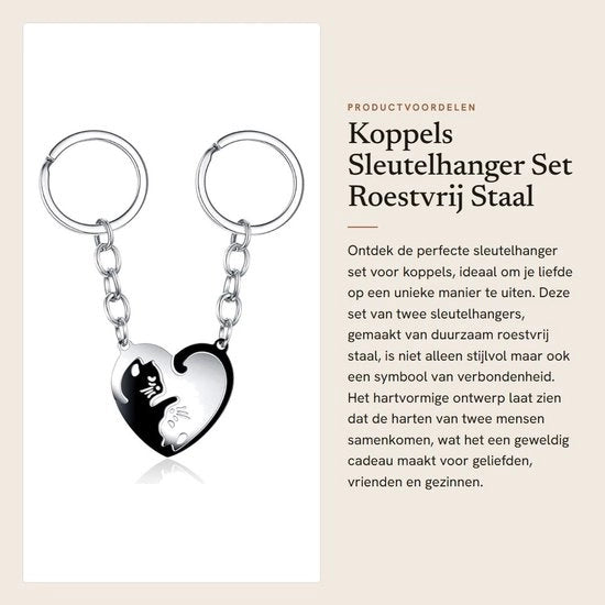 Set di due maniglie per chiavi a forma di cuore in acciaio inossidabile - Duraturo - Ideale come regalo per gli appassionati - Maniglia per chiavi a forma di anello