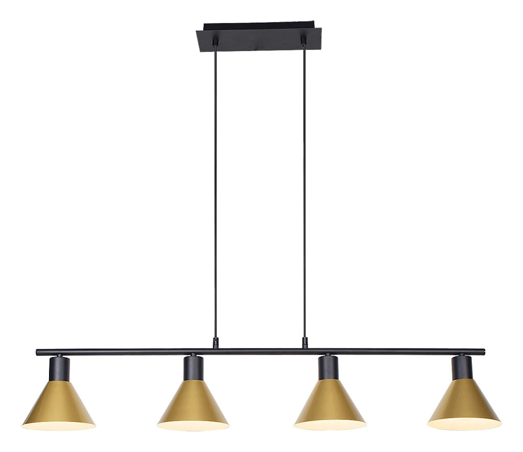 Lampada sospensione Rabalux Alvaro 4xE27 nero/oro metallo
