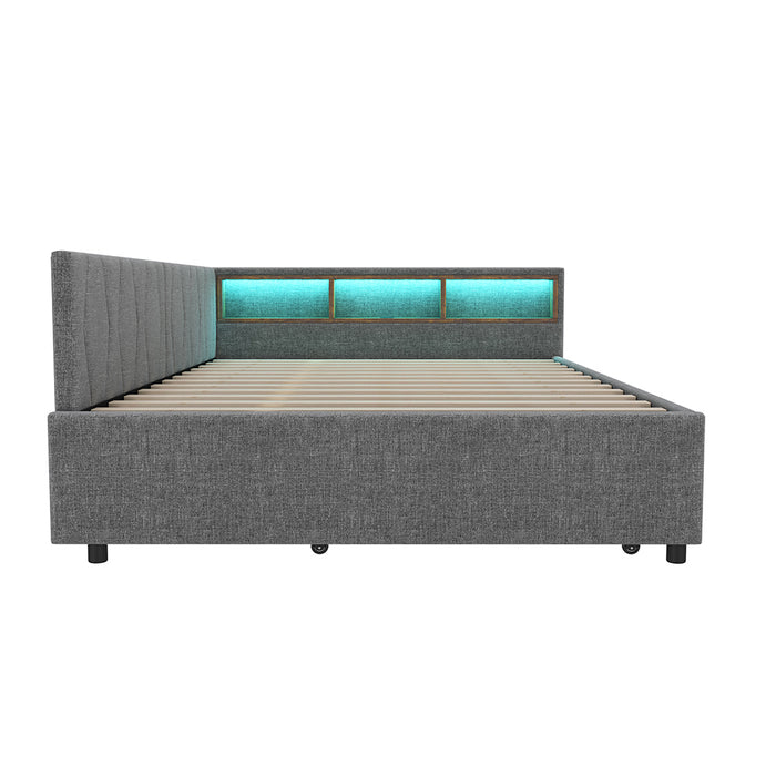 Daybed - Xylo - 140x200 cm LED USB gigogne grigio