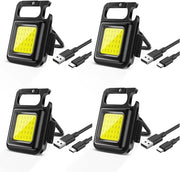 Mini Lampada LED Cob - 4 pezzi - 500 lumen - Lampada magnetica - Cinturino - Lampada da costruzione - Lampada di emergenza caricabile - Lavoro all'aperto - Lampada per camping