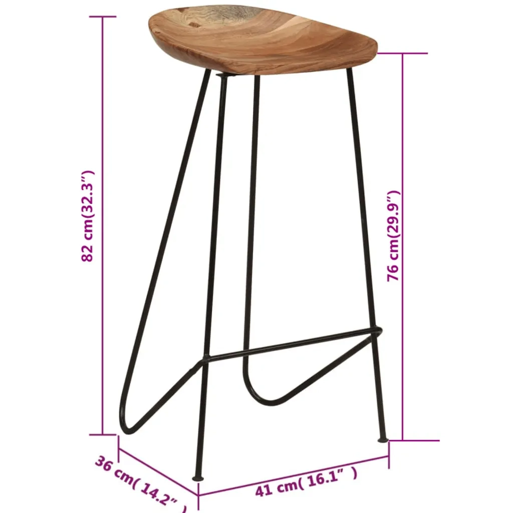 Sgabelli da Bar 2 pz in Legno Massello di Acacia 247934