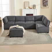 DIVANO Modulare 6 posti 308x154x81,99 cm in tessuto a coste grigio