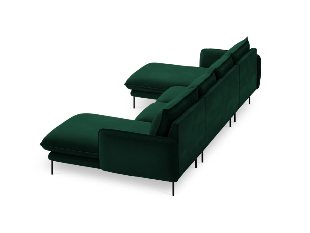 Cosmopolitan Design - Divano panoramico "Vienna" 6 posti in velluto verde bottiglia 