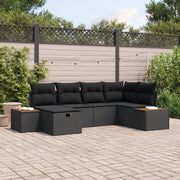 Set Divano da Giardino a 6 Pezzi con Cuscini Nero Polyrattan
