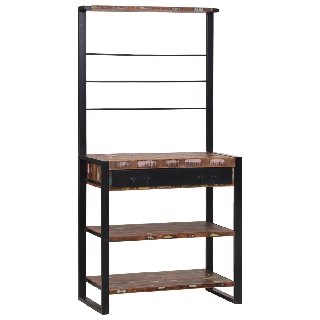 Scaffale da Cucina Multicolore 80x40x160 cm Legno Massello Recuperato