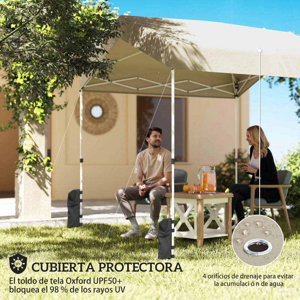 Tenda da Giardino Pieghevole 2.4x2.4 m ¨C Zephmum ¨C Beige UPF50+ con Borsa di Trasporto