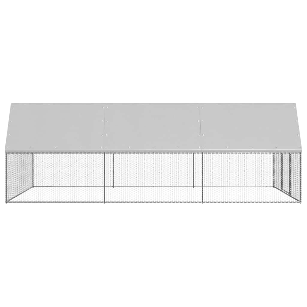 Pollaio da esterno 3 x 6 x 2 m acciaio zincato tetto in PE 02_0001695