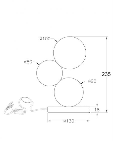 Lampada da Tavolo Micky 23cm in Metallo, Legno e Vetro Soffiato, Colore Quercia, Regolazione Luce al Tocco, Sorgente G9 20W inclusa - Micky