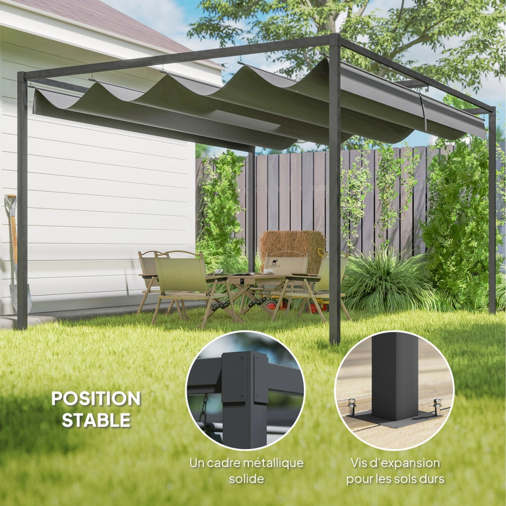 Pergola scorrevole 4x3m ¨C zephmum ¨C grigio antracite struttura metallo