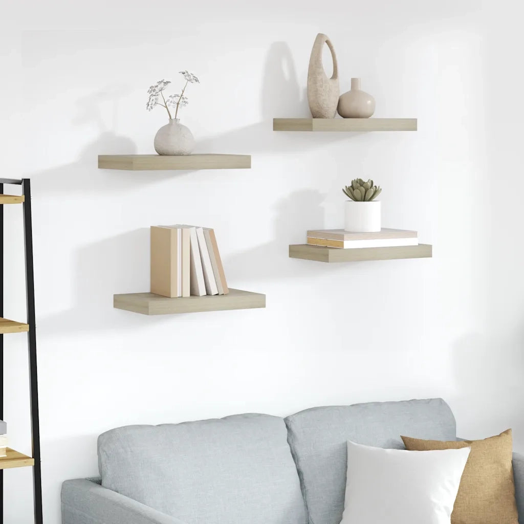 Scaffali a Parete 4 pz Rovere 40x23x3,8 cm in MDF cod mxl 66695