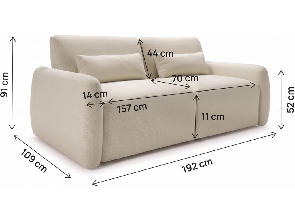 Divano letto trasformabile "Aurelie" - Materasso da 18 cm - Larghezza letto 140 cm - 3 posti - Beige