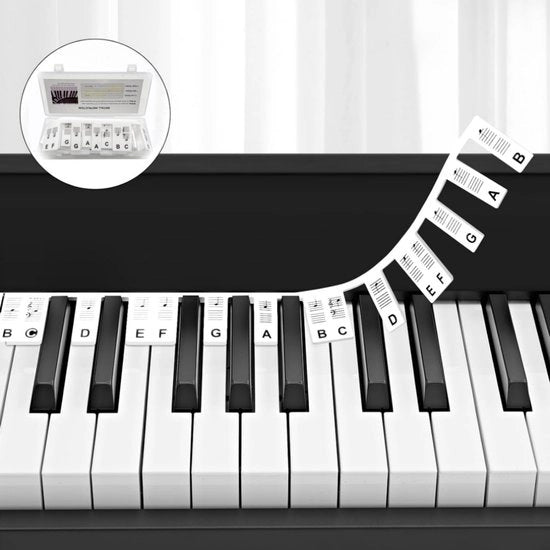 88 Tasti Stickers di Silicone - Componente del Tastiera - Componenti del Tastiera - 88 Tasti - Stickers per Tastiera - Riciclabile - Nero - Incluso con Scatola di Riposo