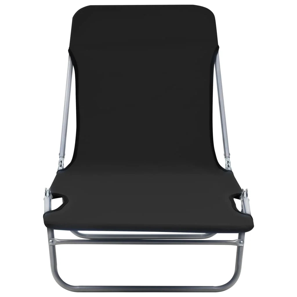 Lettini prendisole pieghevoli 182 cm 2 pezzi acciaio e tessuto nero 02_0011936
