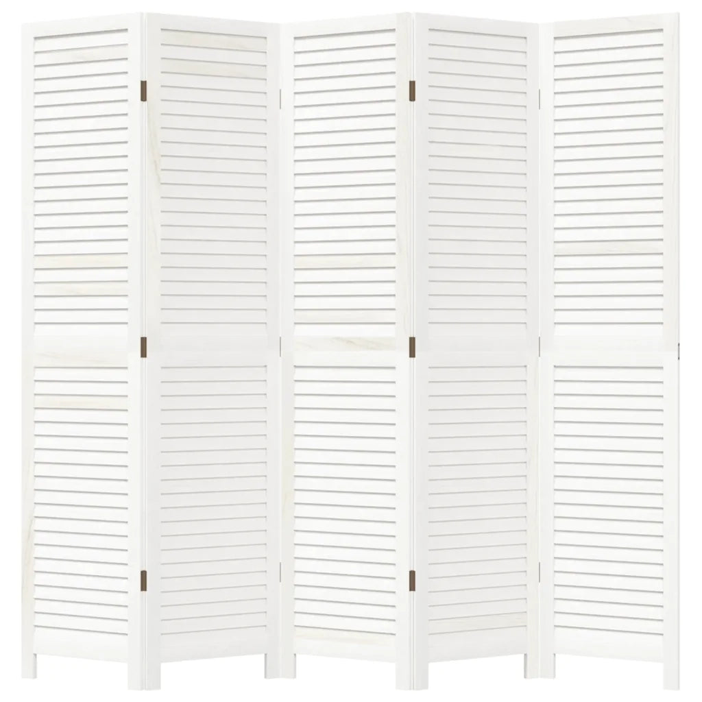 Divisorio Ambienti 5Pannelli Bianco Legno Massello di Paulownia 358838